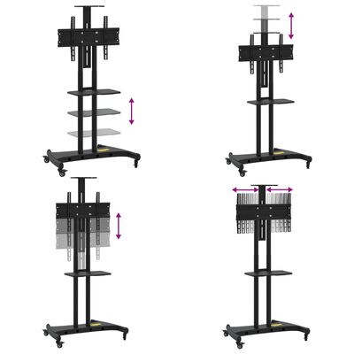 vidaXL Tv-ställ på hjul för 32-70 tums skärm max VESA 600x400 mm 60kg