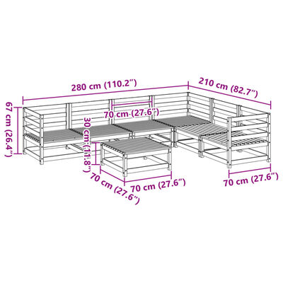 vidaXL Soffgrupp för trädgården 7 delar impregnerad furu