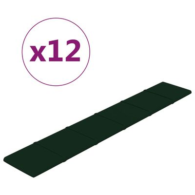 vidaXL Väggpaneler 12 st mörkgrön 90x15 cm sammet 1,62 m²