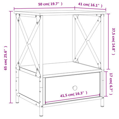 vidaXL Sängbord 2 st brun ek 50x41x65 cm konstruerat trä