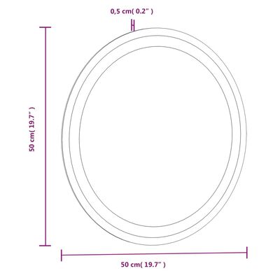 vidaXL Badrumsspegel LED 50 cm rund