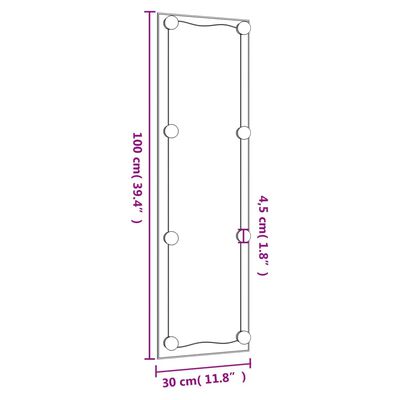 vidaXL Väggspegel med LED-belysning 30x100 cm glas rektangulär