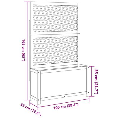 vidaXL Odlingslåda med spaljé 100x32x165 cm massiv akacia