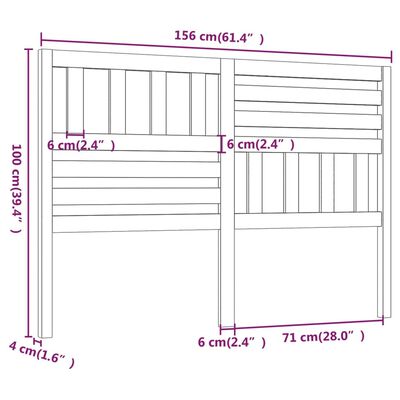 vidaXL Sänggavel honungsbrun 156x4x100 cm massiv furu