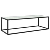 vidaXL Soffbord svart med vit marmor glas 120x50x35 cm