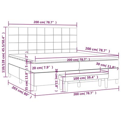 vidaXL Ramsäng med madrass rosa 200x200 cm sammet