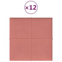 vidaXL Väggpaneler 12 st rosa 30x30 cm sammet 1,08 m²