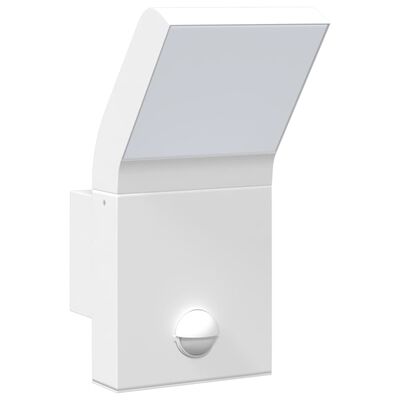 vidaXL Utomhusvägglampa LED med sensor vit gjuten aluminium