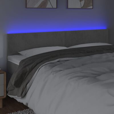 vidaXL Sänggavel LED ljusgrå 180x5x78/88 cm sammet