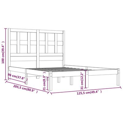 vidaXL Sängram vit massiv furu 120x200 cm enkelsäng