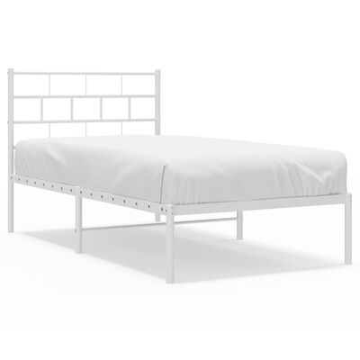 vidaXL Sängram med huvudgavel metall vit 107x203 cm