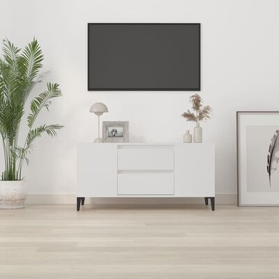 vidaXL Tv-bänk vit 102x44,5x50 cm konstruerat trä