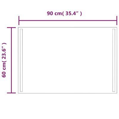 vidaXL Badrumsspegel LED 60x90 cm