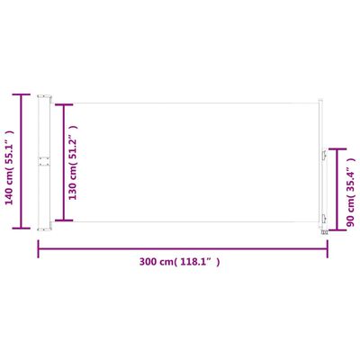 vidaXL Infällbar sidomarkis 140x300 cm blå