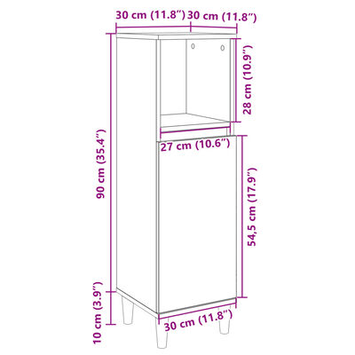 vidaXL Badrumsskåp sonoma-ek 30x30x100cm konstruerat trä