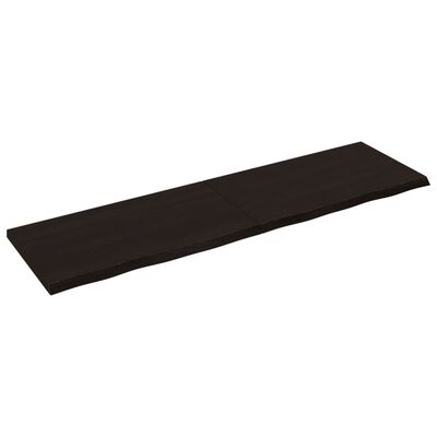 vidaXL Vägghylla mörkbrun 180x50x(2-4) cm behandlad massiv ek