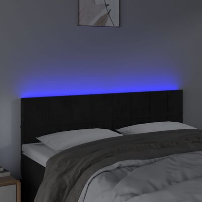 vidaXL Sänggavel LED svart 144x5x78/88 cm sammet