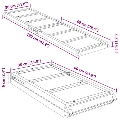 vidaXL Hundramp grå 120x30 cm massiv gran