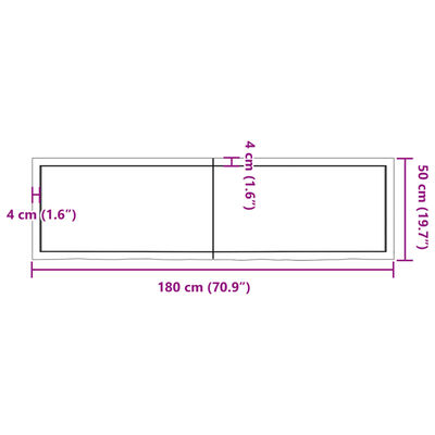 vidaXL Vägghylla mörkbrun 180x50x(2-4) cm behandlad massiv ek