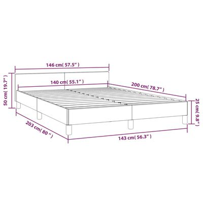 vidaXL Sängram utan madrass mörkbrun 140x200 cm tyg