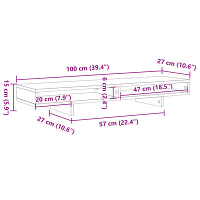 vidaXL Skärmställ ek 100x27x15 cm konstruerat trä