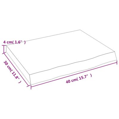 vidaXL Bänkskiva badrum mörkbrun 40x30x(2-4) cm behandlat massivt trä