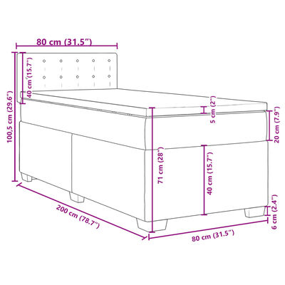 vidaXL Ramsäng med madrass mörkbrun 80x200 cm tyg