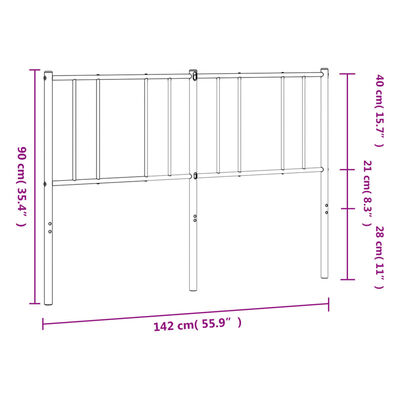 vidaXL Huvudgavel metall vit 135 cm