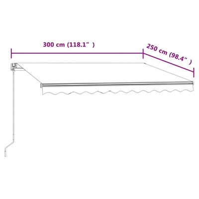 vidaXL Markis automatiskt infällbar 300x250 cm antracit