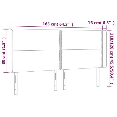 vidaXL Sänggavel med kanter mörkbrun 163x16x118/128 cm tyg