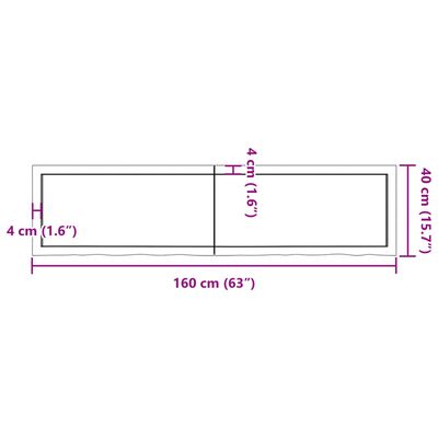 vidaXL Hyllplan 160x40x(2-4) cm obehandlad massiv ek