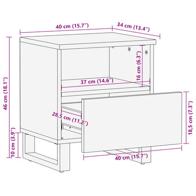 vidaXL Sängbordet 40x34x46 cm massivt blekt mangoträ