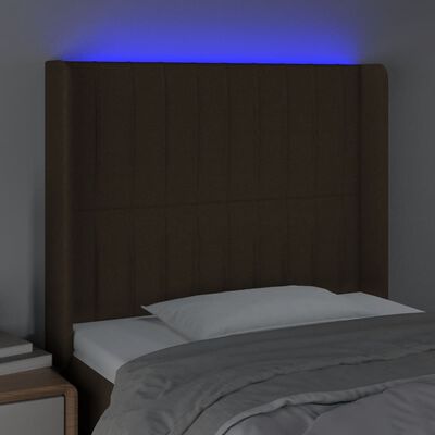 vidaXL Sänggavel LED mörkbrun 93x16x118/128 cm tyg