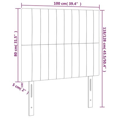 vidaXL Sänggavel LED taupe 100x5x118/128 cm tyg