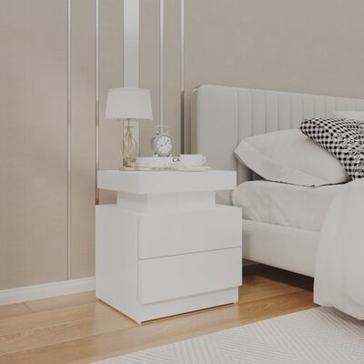 vidaXL Sängbord vit högglans 45x35x52 cm konstruerat trä