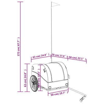 vidaXL Cykelvagn svart 45 kg järn