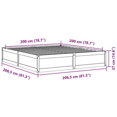 vidaXL Sängram utan madrass 200x200 cm massiv furu