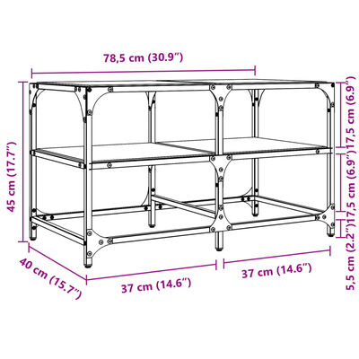 vidaXL Soffbord med transparent glasskiva 78,5x40x45 cm stål