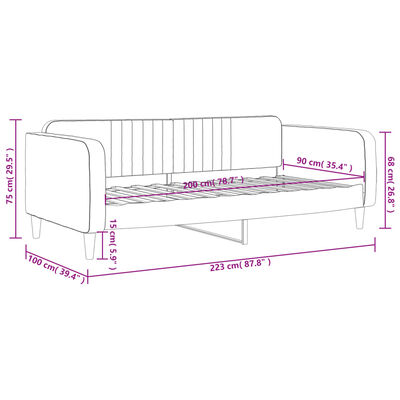 vidaXL Dagbädd mörkgrön 90x200 cm sammet