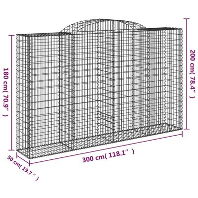 vidaXL Gabioner bågformade 13 st 300x50x180/200 cm galvaniserat järn