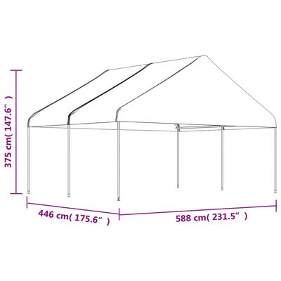 vidaXL Paviljong med tak vit 4,46x5,88x3,75 m polyeten