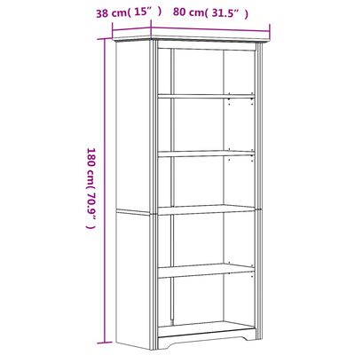 vidaXL Bokhylla BODO brun 82x40x173 cm massiv furu 5 hyllplan