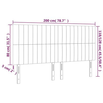 vidaXL Huvudgavlar 4 st ljusgrå 100x5x78/88 cm sammet