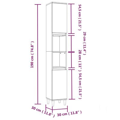 vidaXL Badrumsmöbler set 3 delar rökfärgad ek konstruerat trä