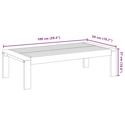 vidaXL Trädgårdsbord 100x50x27 cm massivt akaciaträ