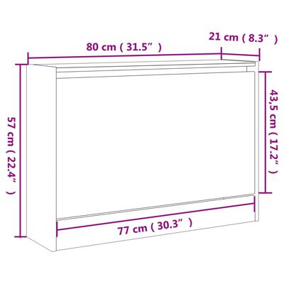 vidaXL Skohylla rökfärgad ek 80x21x57 cm konstruerat trä