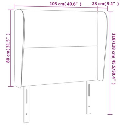 vidaXL Sänggavel med kanter svart 103x23x118/128 cm sammet