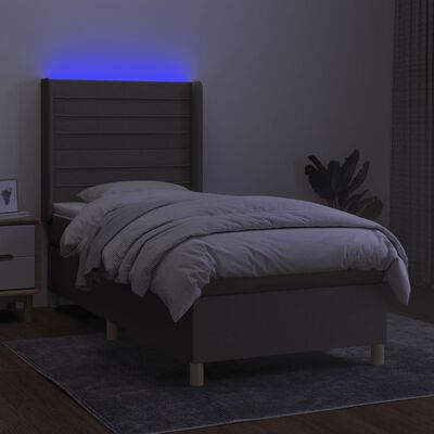 vidaXL Ramsäng med madrass & LED taupe 100x200 cm tyg