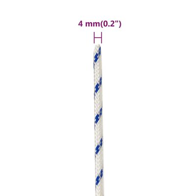 vidaXL Båtlina vit 4 mm 500 m polypropylen