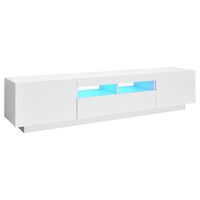 vidaXL TV-bänk med LED-belysning vit högglans 180x35x40 cm